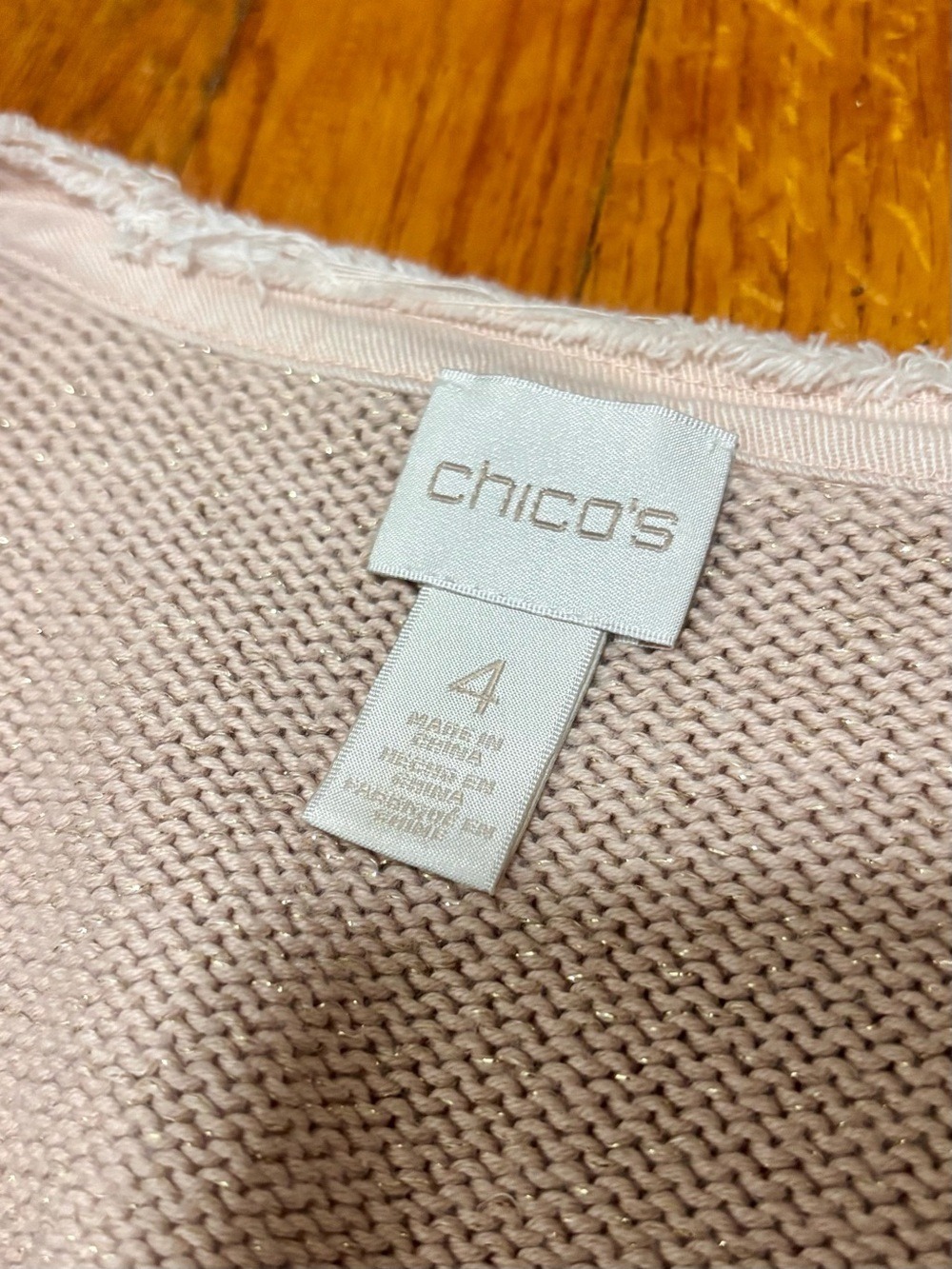 Chico's Gold Shimmer Rhinestone Open Front Cardigan Size 4 (XXL) - Picture 9 of 10